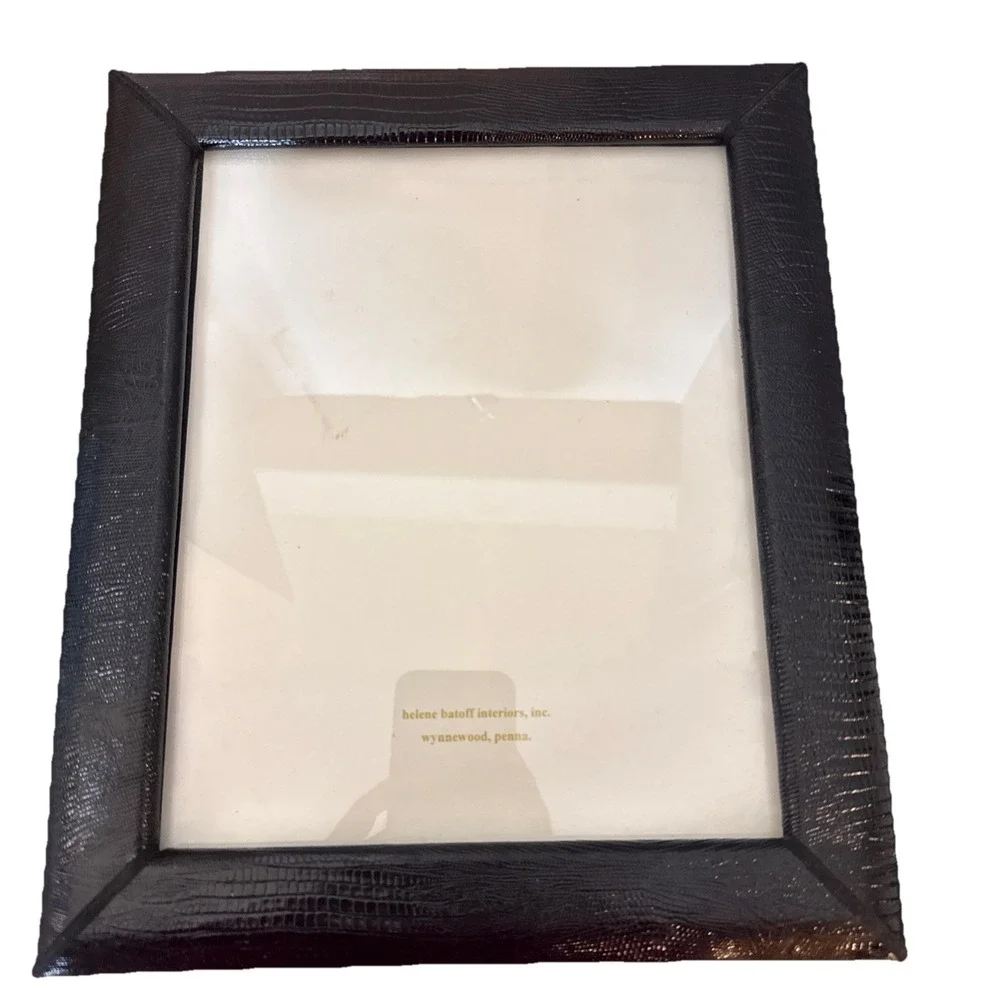 Helene Batoff Interiors Picture Frame Fabric Vintage Black Leather?